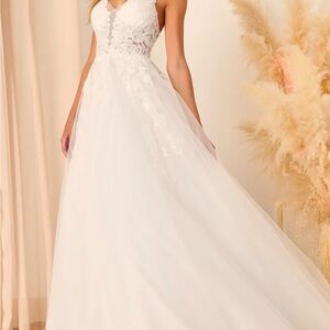 Lulus size 2 white beaded gown